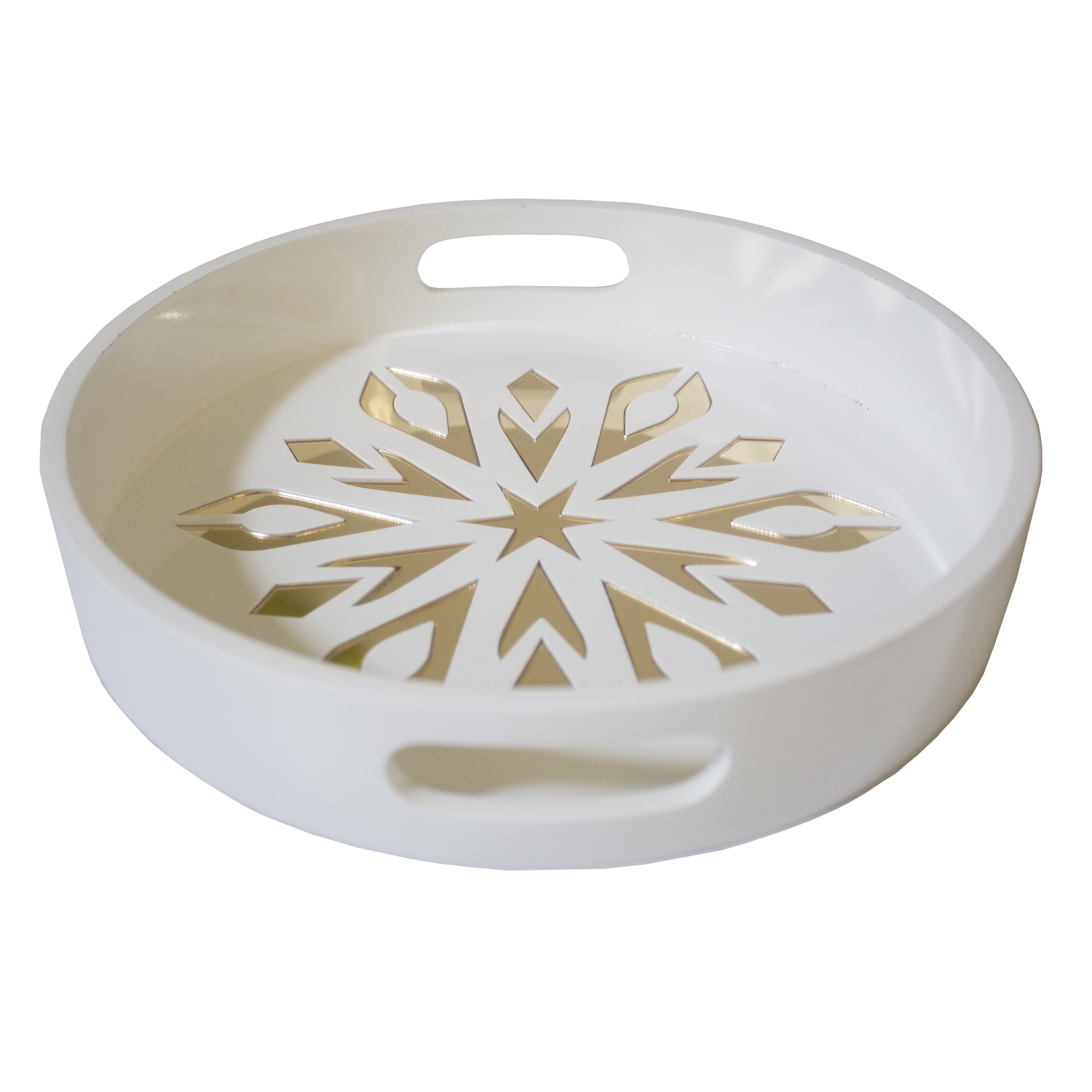 Round White Serving Tray | Lux Furniture Rentals